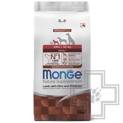 Monge Monoprotein Mini Корм для взрослых собак мелких пород, с ягненком и рисом