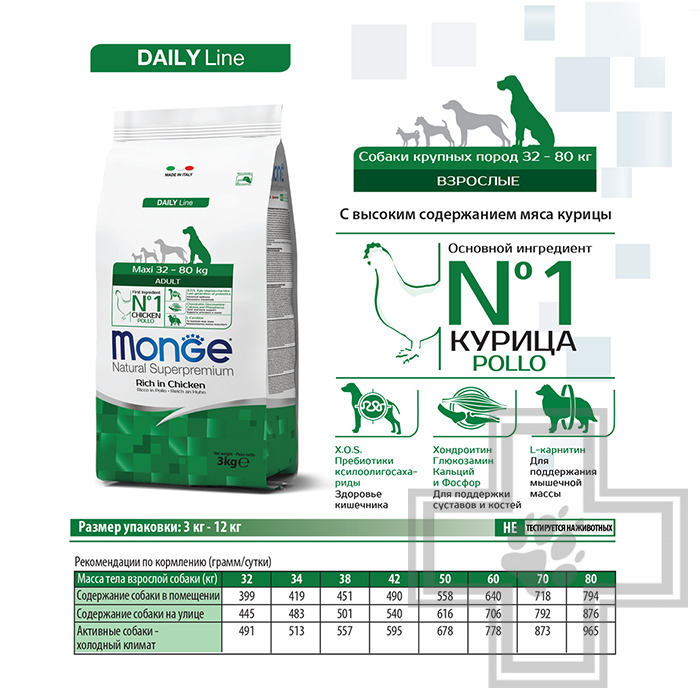 Monge Maxi Корм для взрослых собак крупных пород, с курицей