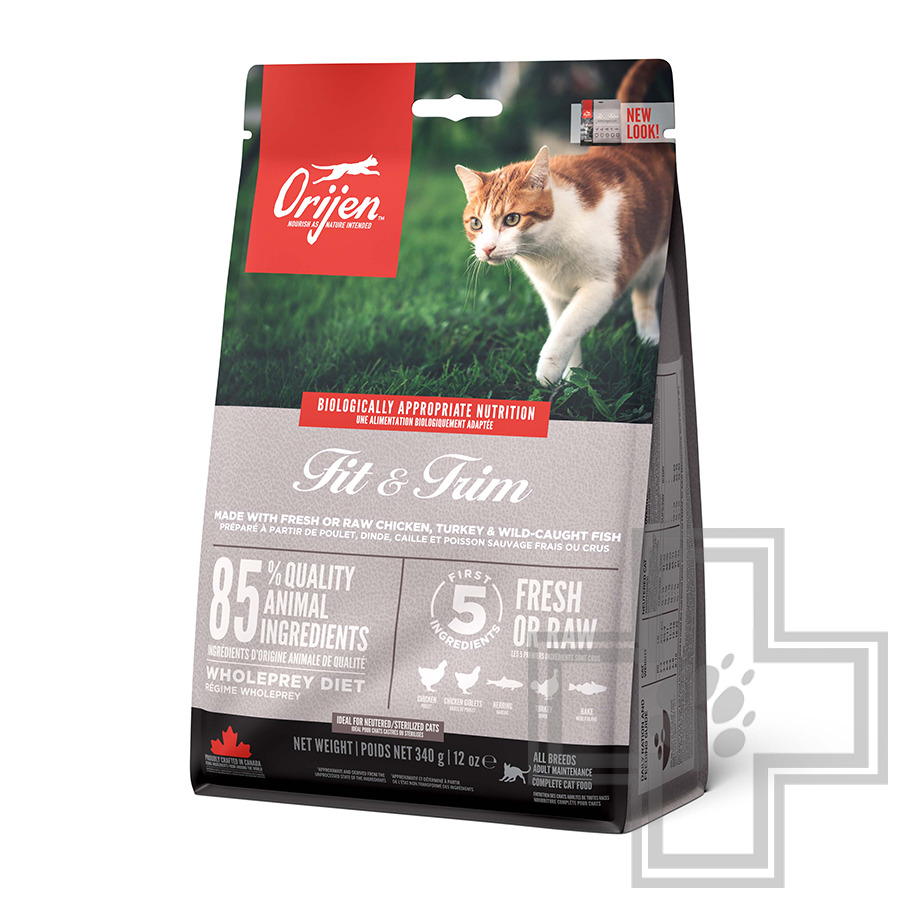 Orijen Fit & Trim Корм для взрослых кошек, склонных к излишнему весу, с цыпленком