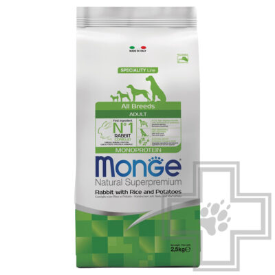 Monge Monoprotein Корм для взрослых собак всех пород, с кроликом и картофелем