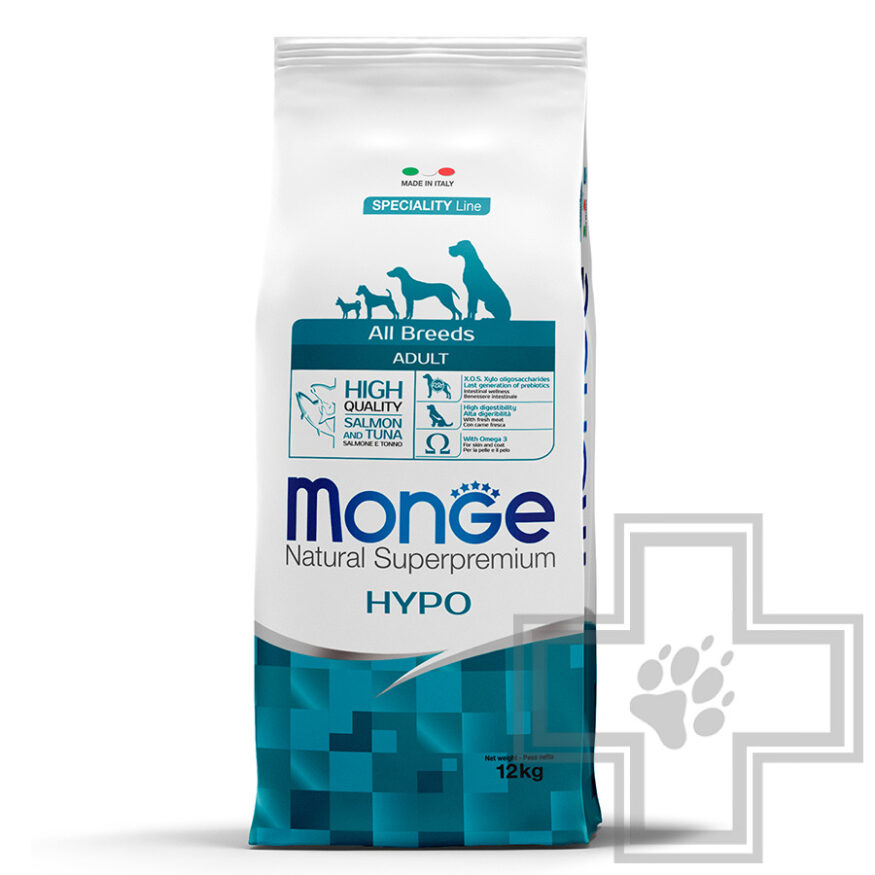 Monge Speciality Hypo Корм для взрослых собак всех пород, с лососем и тунцом Monge Speciality Hypo Корм для взрослых собак всех пород, с лососем и тунцом