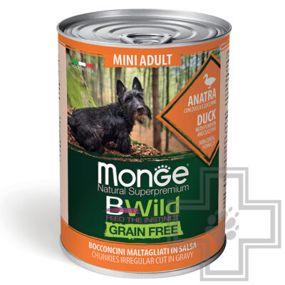 Monge GRAIN FREE Mini Консервы беззерновые для взрослых собак мелких пород, с уткой, тыквой и цукини