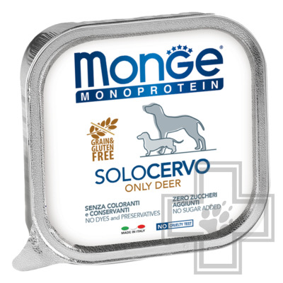 Monge Monoprotein Solo Консервы беззерновые для взрослых собак всех пород, с олениной