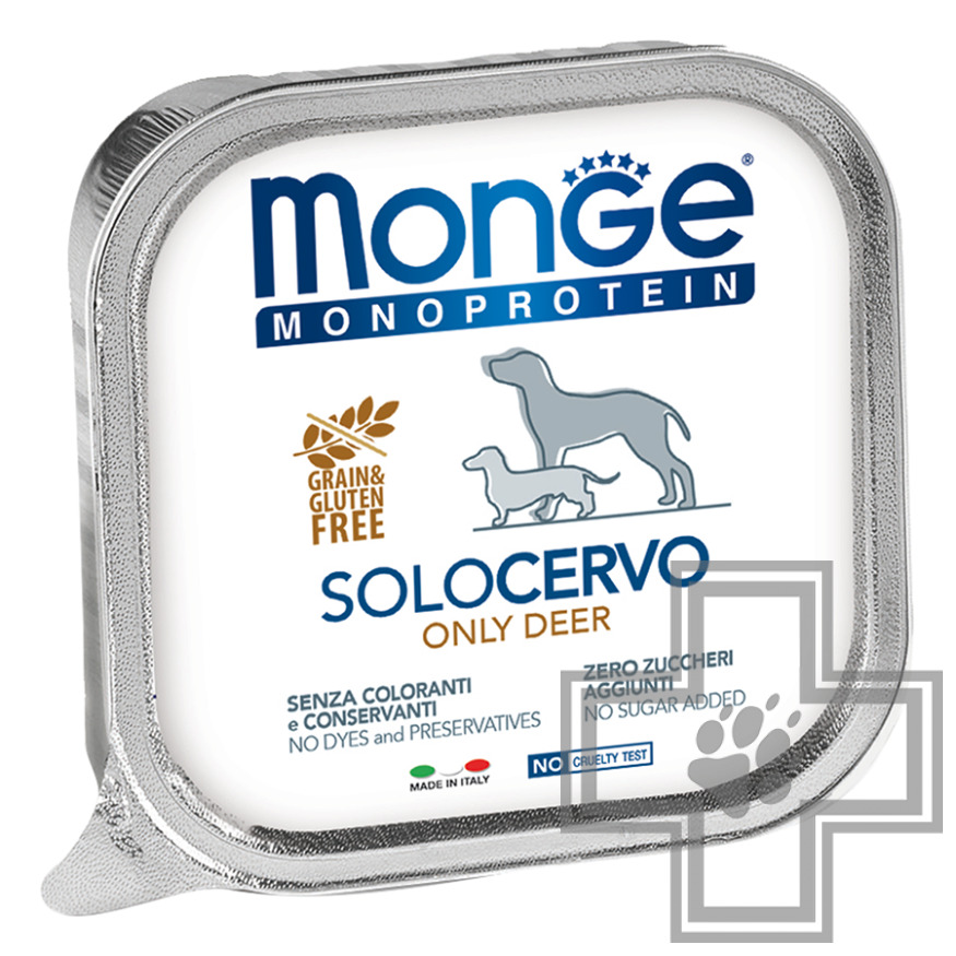 Monge Monoprotein Solo Консервы беззерновые для взрослых собак всех пород, с олениной