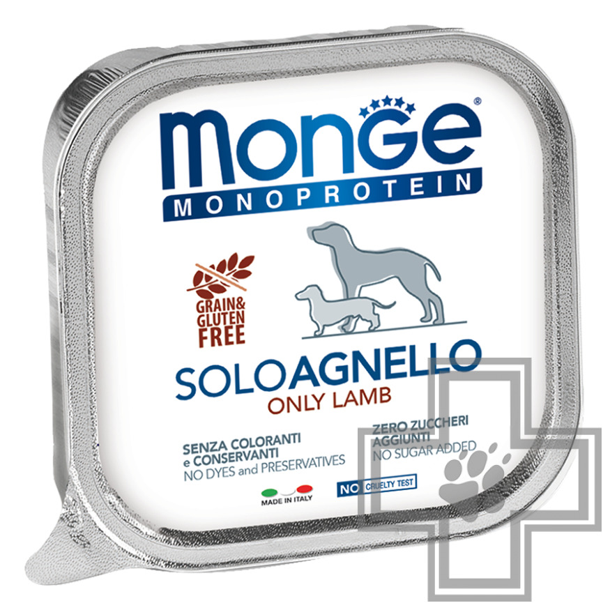 Monge Monoprotein Solo Консервы беззерновые для взрослых собак всех пород, с ягненком