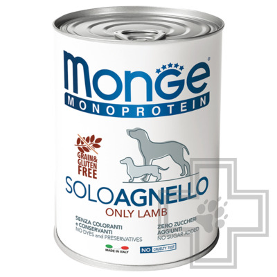 Monge Monoprotein Solo Консервы беззерновые для взрослых собак всех пород, с ягненком