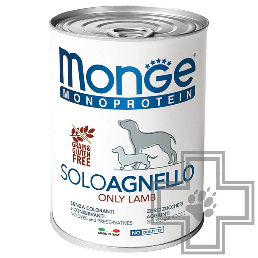 Monge Monoprotein Solo Консервы беззерновые для взрослых собак всех пород, с ягненком Monge Monoprotein Solo Консервы беззерновые для взрослых собак всех пород, с ягненком