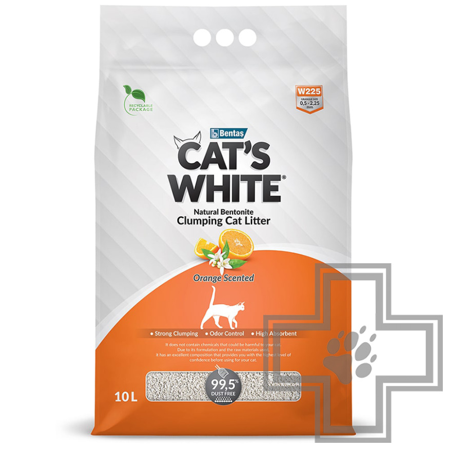 Cat's White Наполнитель бентонитовый комкующийся, с ароматом апельсина