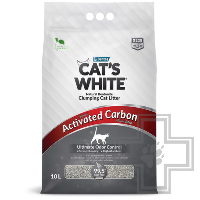 Cat's White Наполнитель бентонитовый комкующийся, с активированным углем