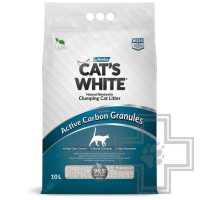 Cat's White Наполнитель бентонитовый комкующийся, с гранулами активированного угля