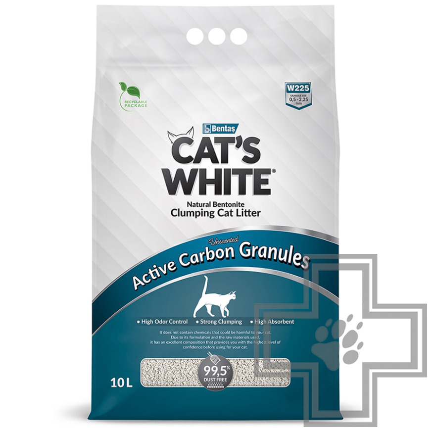 Cat's White Наполнитель бентонитовый комкующийся, с гранулами активированного угля