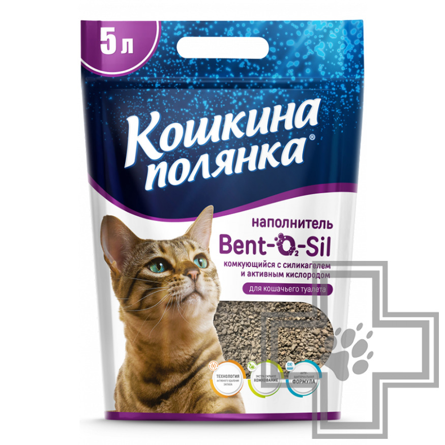 Кошкина полянка Наполнитель Bent-O2-Sil бентонитовый комкующийся, без запаха