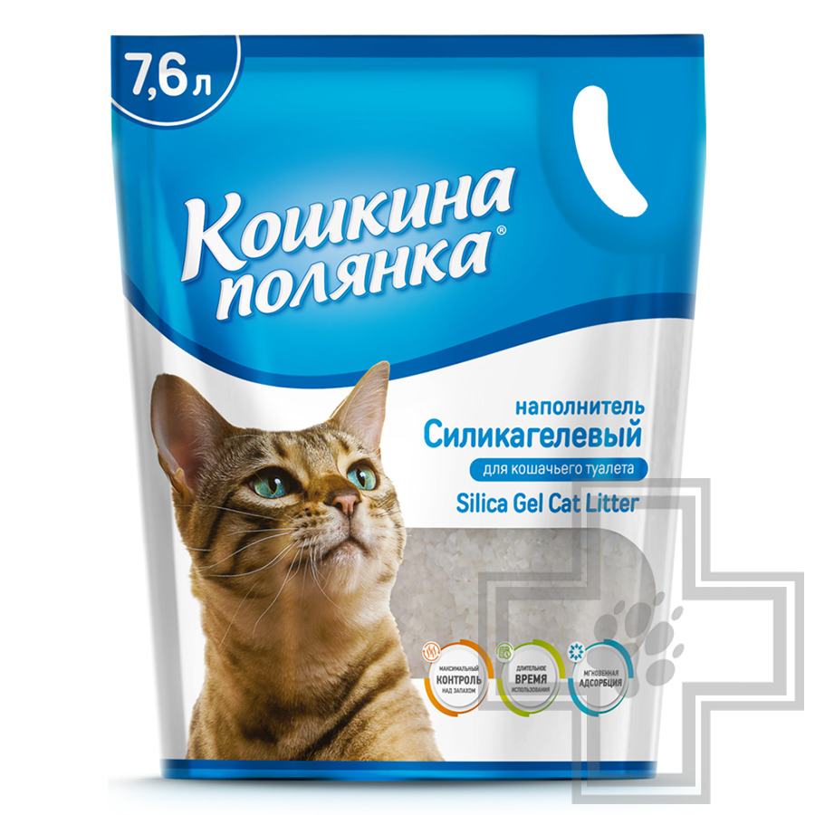 Кошкина полянка Наполнитель силикагелевый впитывающий, без аромата