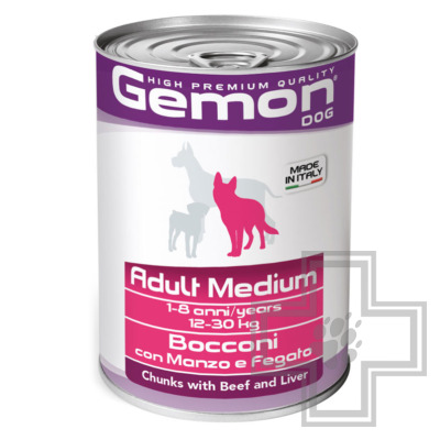 Gemon Adult Medium Консервы для взрослых собак средних пород, с говядиной и печенью