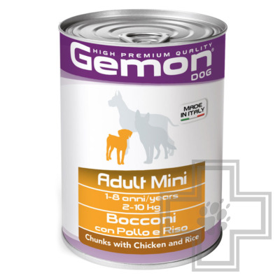 Gemon Adult Mini Консервы для взрослых собак мелких пород, с курицей и рисом