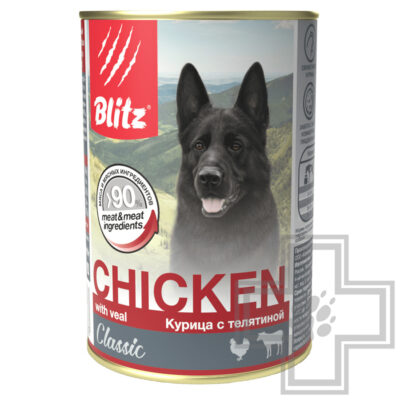 Blitz Classic Консервы для собак всех пород, с курицей и телятиной