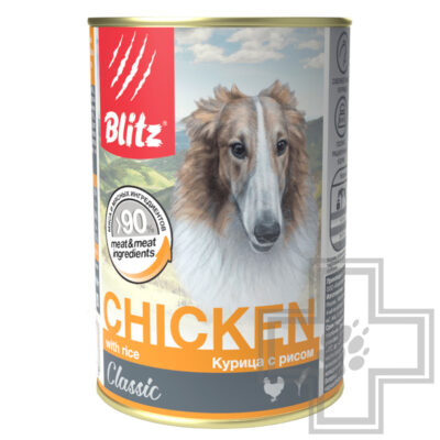 Blitz Classic Консервы для собак всех пород, с курицей и рисом