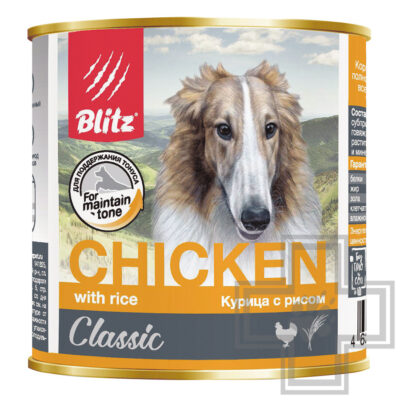 Blitz Classic Консервы для собак всех пород, с курицей и рисом