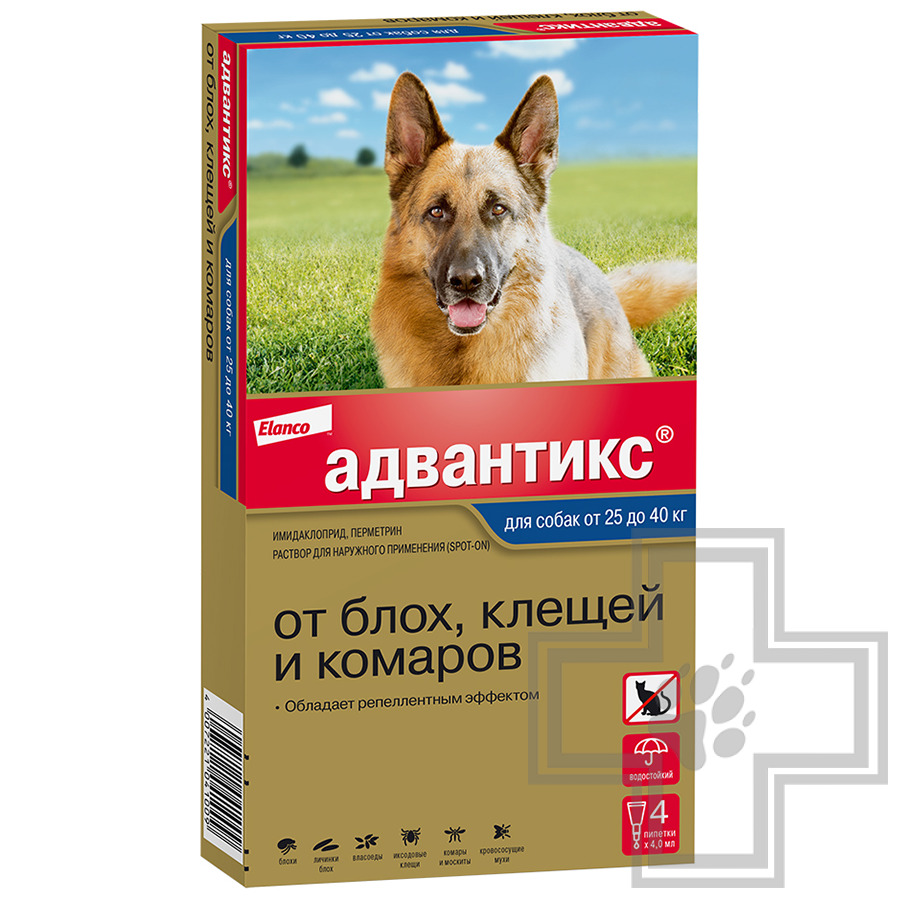 Адвантикс Капли на холку от блох, клещей и комаров (цена за 1 пипетку)