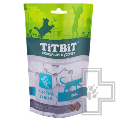 TiTBiT Хрустящие подушечки для чистки зубов для кошек с мясом утки