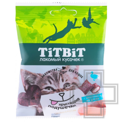 TiTBiT Хрустящие подушечки для кошек с паштетом из утки