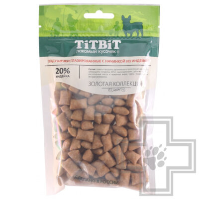 TiTBiT Подушечки глазированные с начинкой из индейки для собак Золотая коллекция