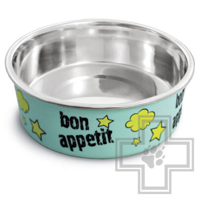 TRIOL Миска металлическая на резинке "Bon Appetit" для кошек и собак мелких пород