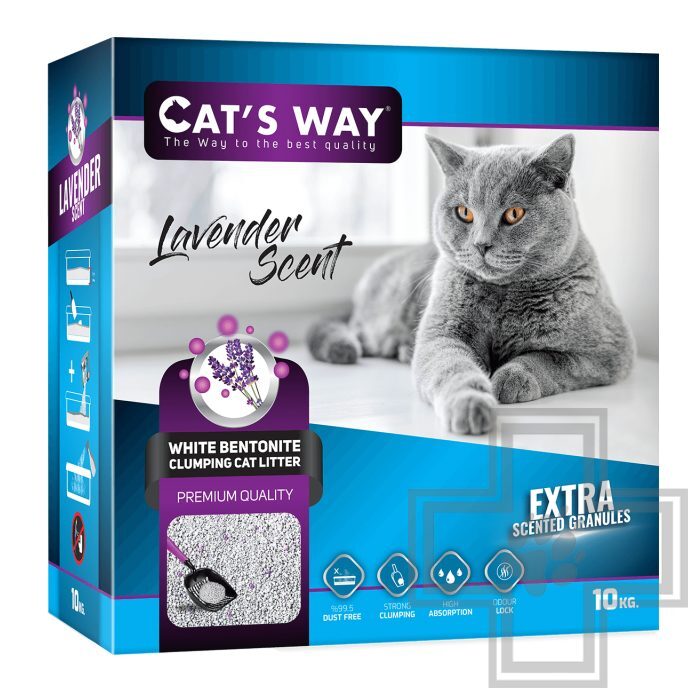 Cat's Way Lavender Box Наполнитель бентонитовый комкующийся, с ароматом лаванды