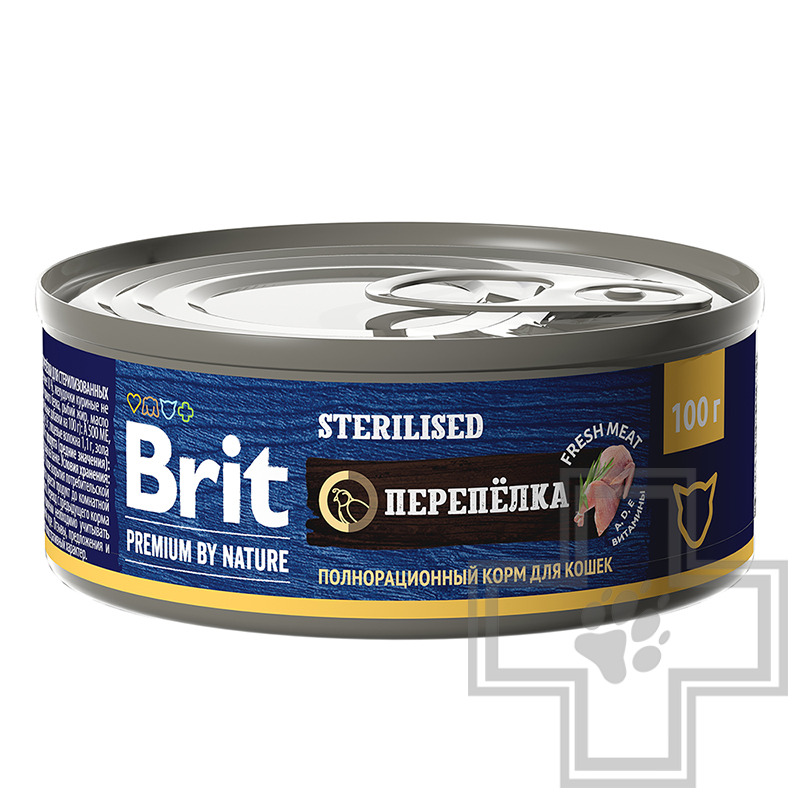 Брит Консервы для взрослых стерилизованных кошек, с перепёлкой
