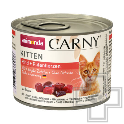 Carny Kitten Консервы для котят, паштет с говядиной и сердцем индейки