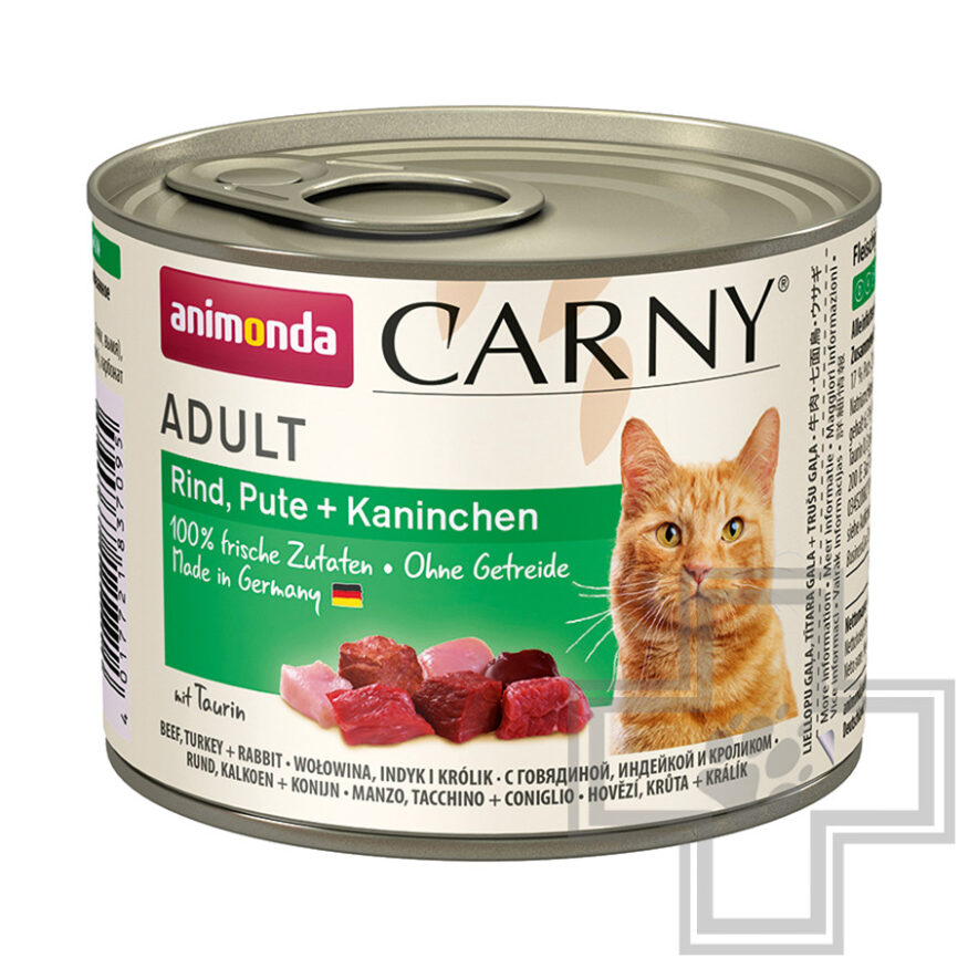 Carny Adult Консервы для взрослых кошек, паштет с говядиной, индейкой и кроликом