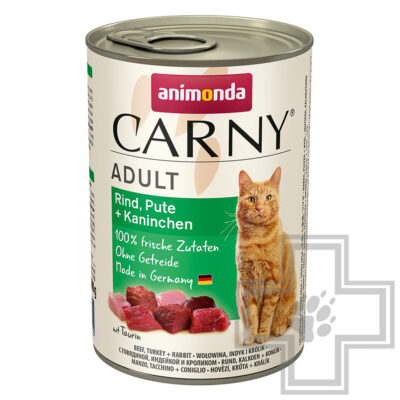 Carny Adult Консервы для взрослых кошек, паштет с говядиной, индейкой и кроликом