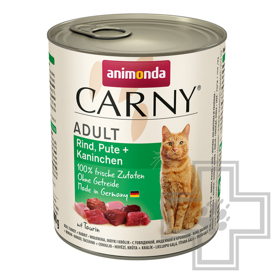 Carny Adult Консервы для взрослых кошек, паштет с говядиной, индейкой и кроликом