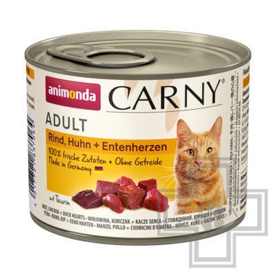 Carny Adult Консервы для взрослых кошек, паштет с говядиной, курицей и сердцем идейки