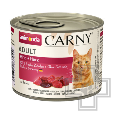 Carny Adult Консервы для взрослых кошек, паштет с говядиной и сердцем