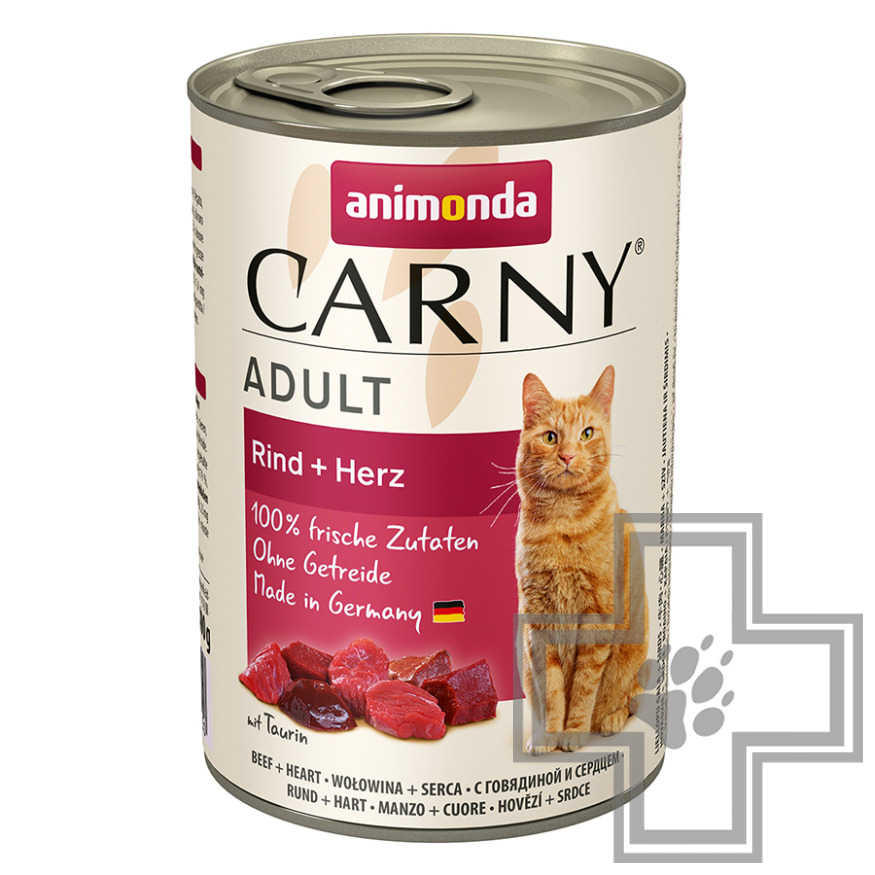 Carny Adult Консервы для взрослых кошек, паштет с говядиной и сердцем