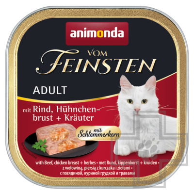 Vom Feinsten Консервы для взрослых кошек паштет, с говядиной, курицей и травами