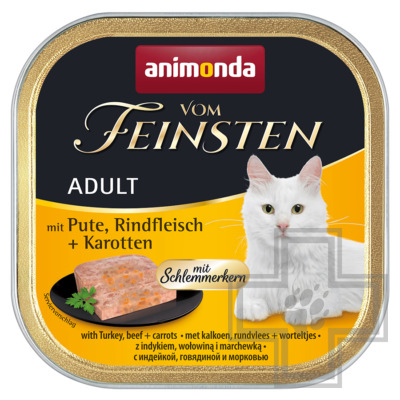 Vom Feinsten Консервы для взрослых кошек паштет, с индейкой, говядиной и морковью