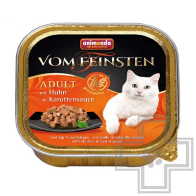Vom Feinsten Консервы беззерновые для взрослых кошек, паштет с курицей в морковном соусе
