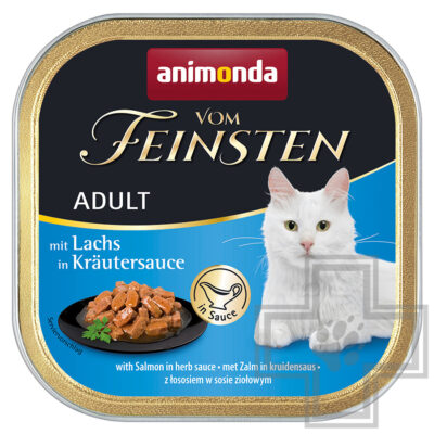 Vom Feinsten Консервы беззерновые для взрослых кошек, паштет с лососем в травяном соусе