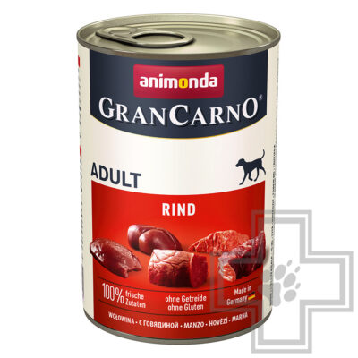 GranCarno Консервы для взрослых собак, кусочки с говядиной