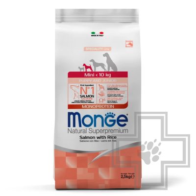 Monge Dog Speciality Line Monoprotein Корм для щенков мелких пород, с лососем и рисом