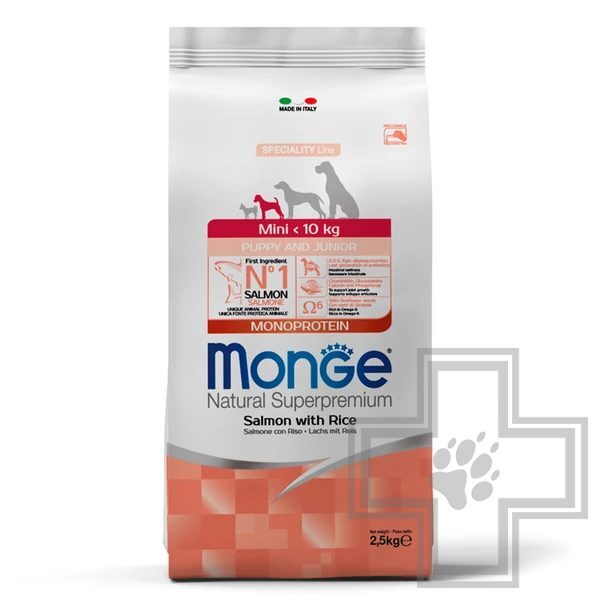 Monge Dog Speciality Line Monoprotein Корм для щенков мелких пород, с лососем и рисом