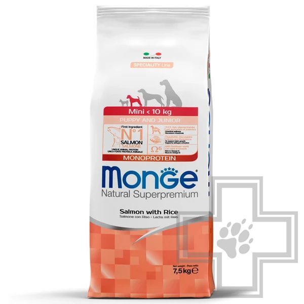 Monge Dog Speciality Line Monoprotein Корм для щенков мелких пород, с лососем и рисом