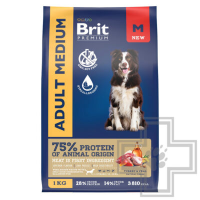 Brit Dog Adult Medium Корм для взрослых собак средних пород, с индейкой и телятиной