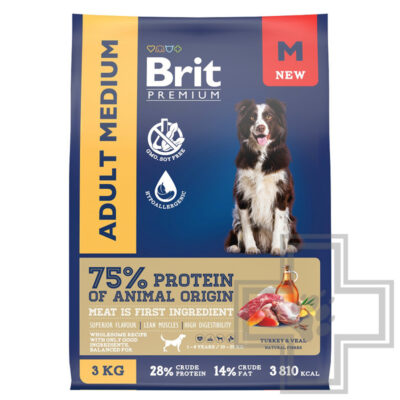 Brit Dog Adult Medium Корм для взрослых собак средних пород, с индейкой и телятиной