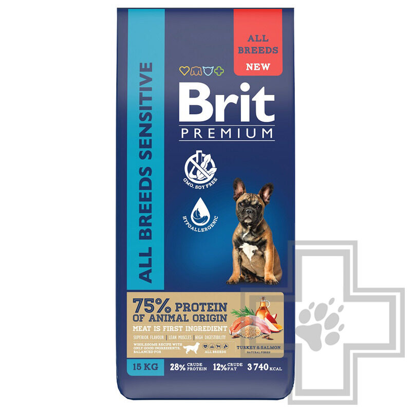 Brit Dog Sensitive Корм для собак всех пород с чувствительным пищеварением, с индейкой и лососем