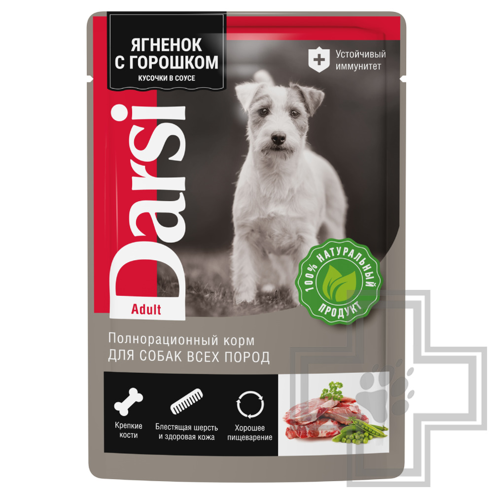 Darsi Adult Пресервы для взрослых собак всех пород, с ягненком и зеленым горошком