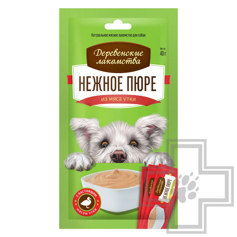 Деревенские лакомства Нежное пюре из мяса утки для взрослых собак всех пород