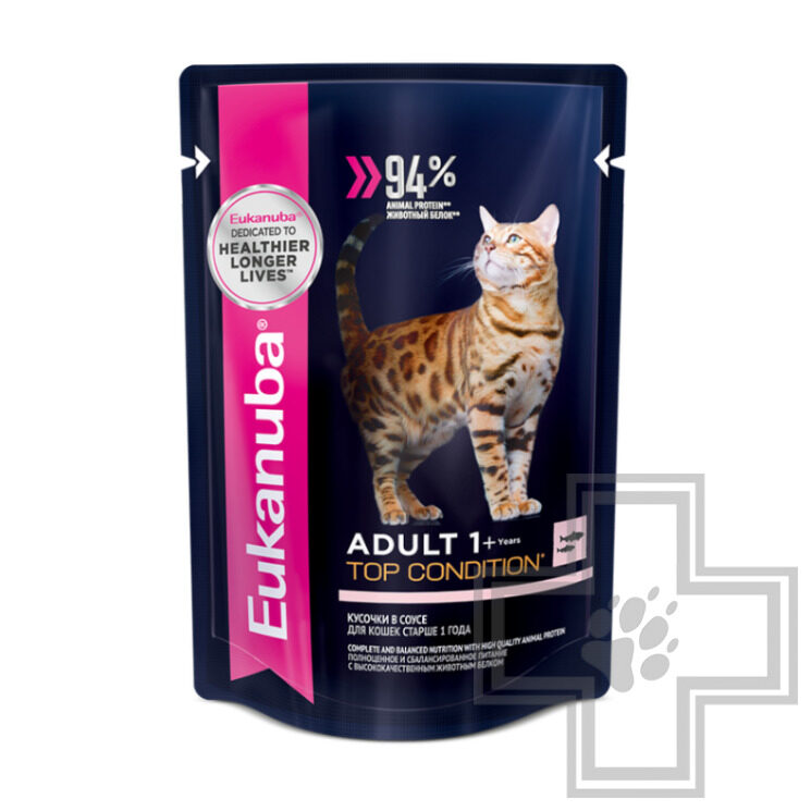 Eukanuba Adult 1+ Top Condition Пресервы для взрослых кошек, с лососем